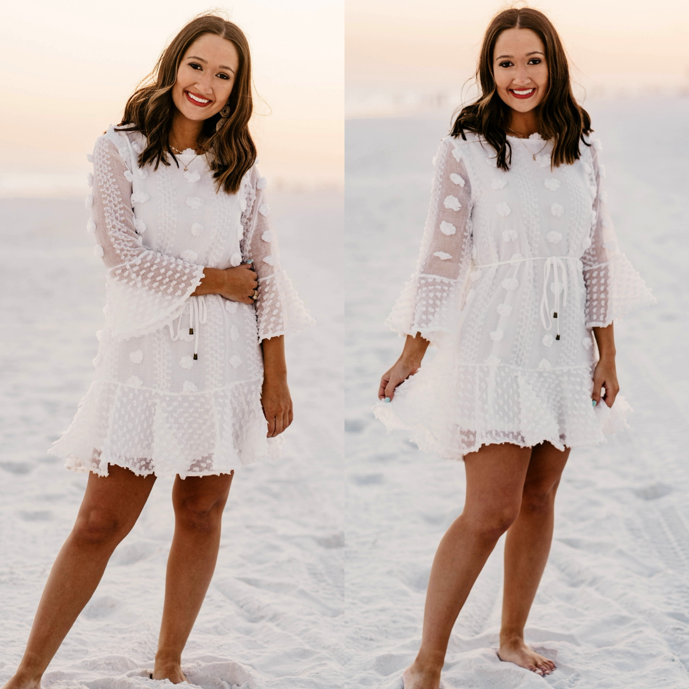 White pom pom sales dress