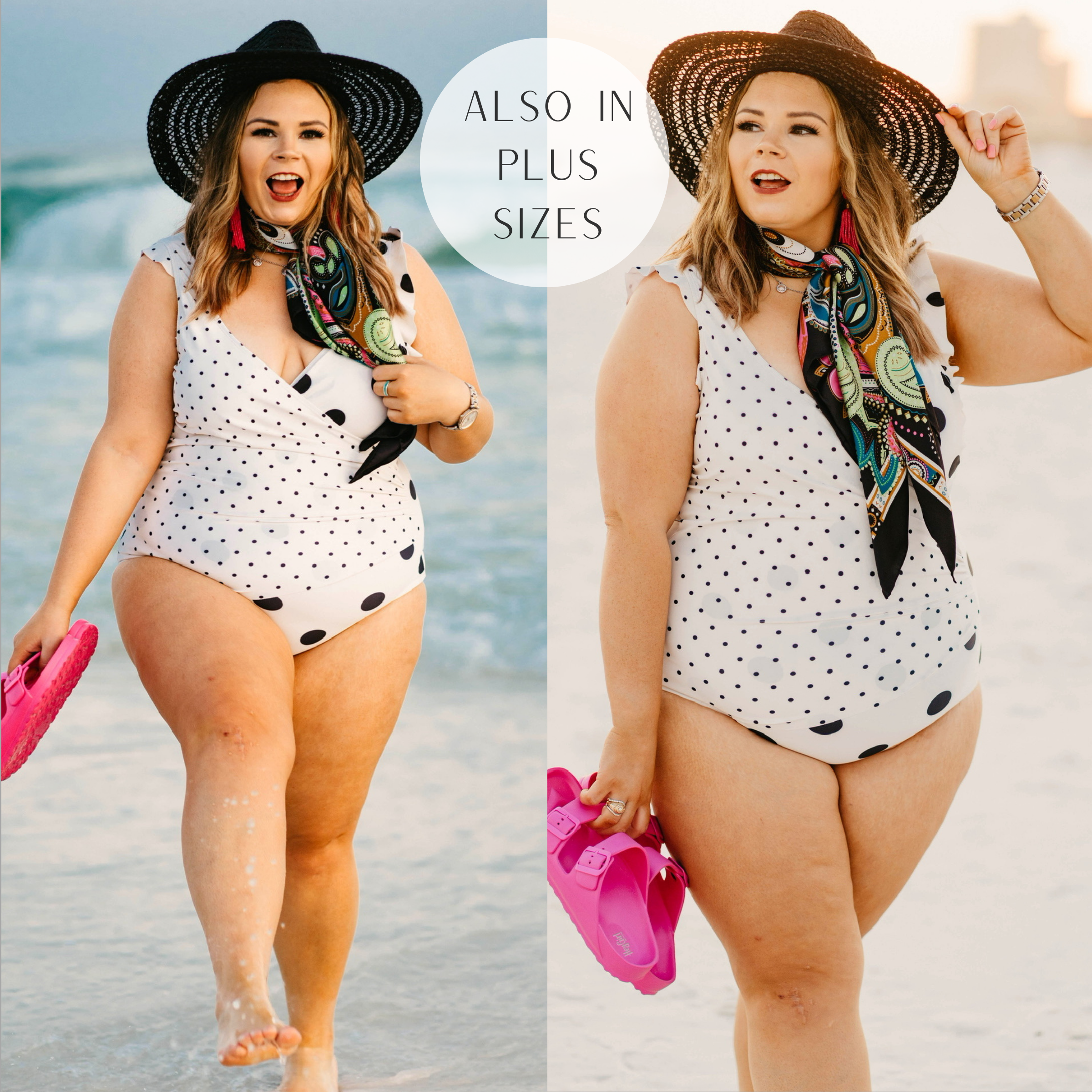 Always Confident Polka Dot Wrapped One Piece Swimsuit with Ruffled Straps in Ivory - Giddy Up Glamour Boutique
