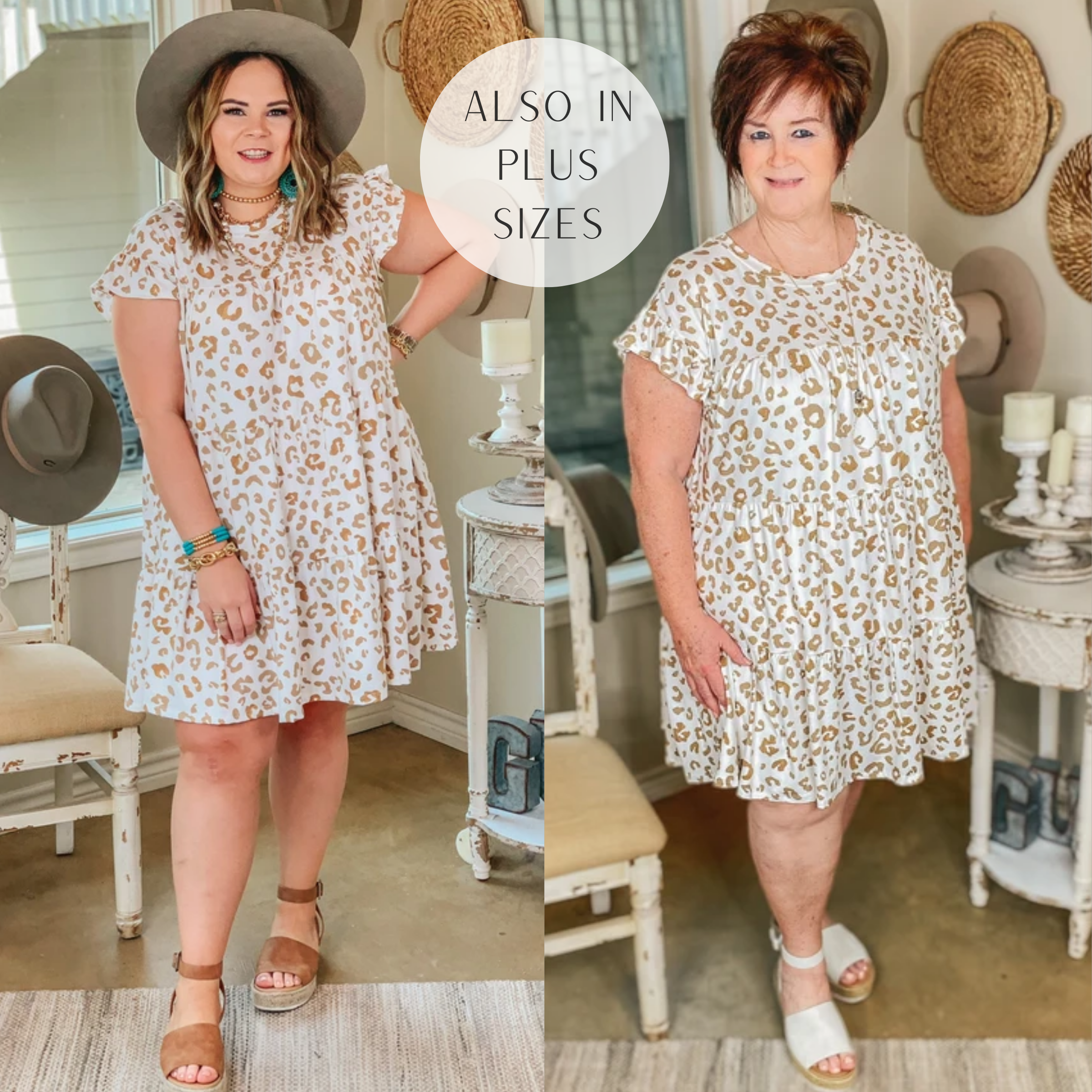 Instant Attraction Leopard Ruffle Tiered Dress in Ivory - Giddy Up Glamour Boutique