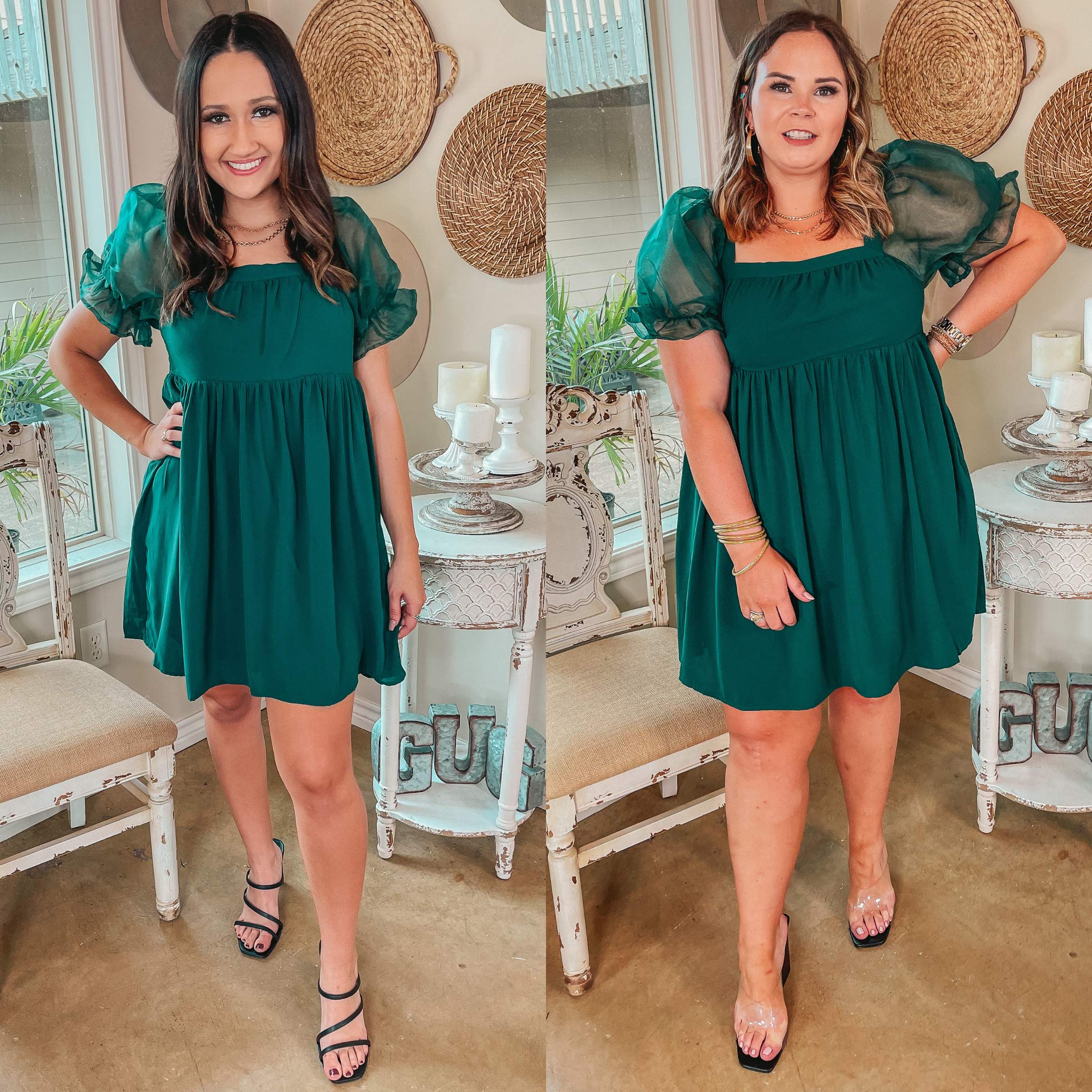 Emerald green babydoll sales dress