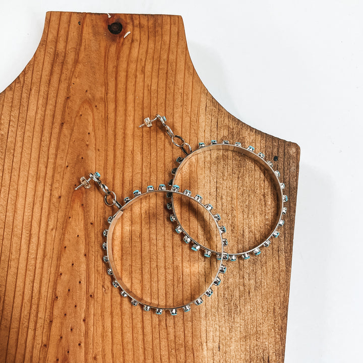 Zuni | Zuni Handmade Sterling Silver Circle Drop Earrings with Turquoise Stones - Giddy Up Glamour Boutique