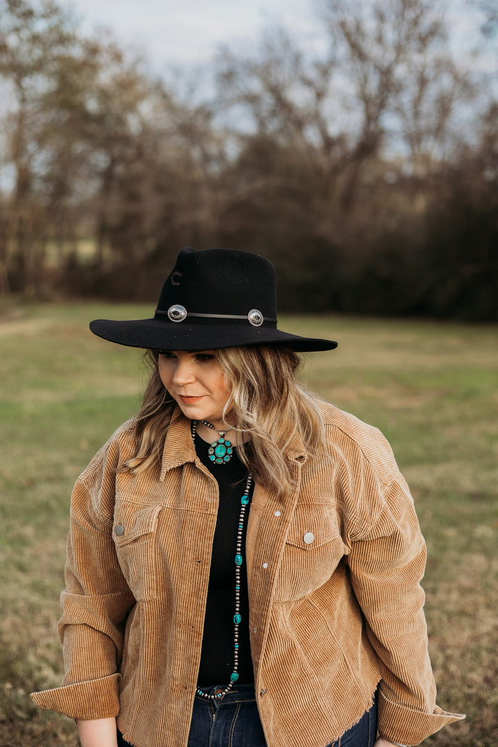 Charlie 1 Horse | Traveler Wool Felt Floppy Hat with Silver Concho Band in Black - Giddy Up Glamour Boutique