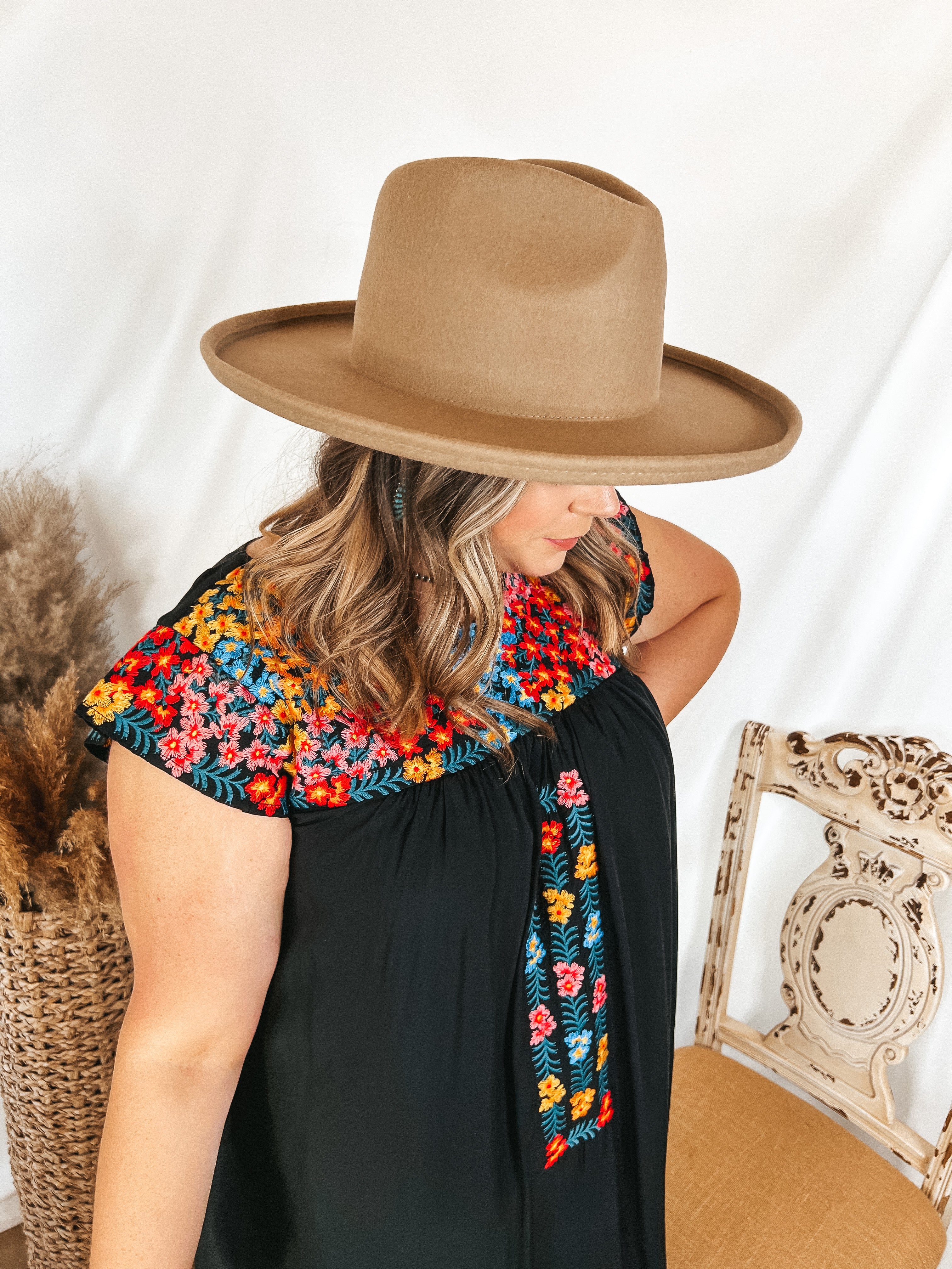 GiGi Pip | Maude Pencil Brim Wool Felt Hat in Tan - Giddy Up Glamour Boutique