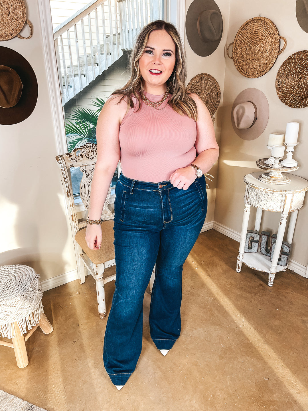 Chill With Me Ribbed Tank Top Body Suit in Rose Pink - Giddy Up Glamour Boutique