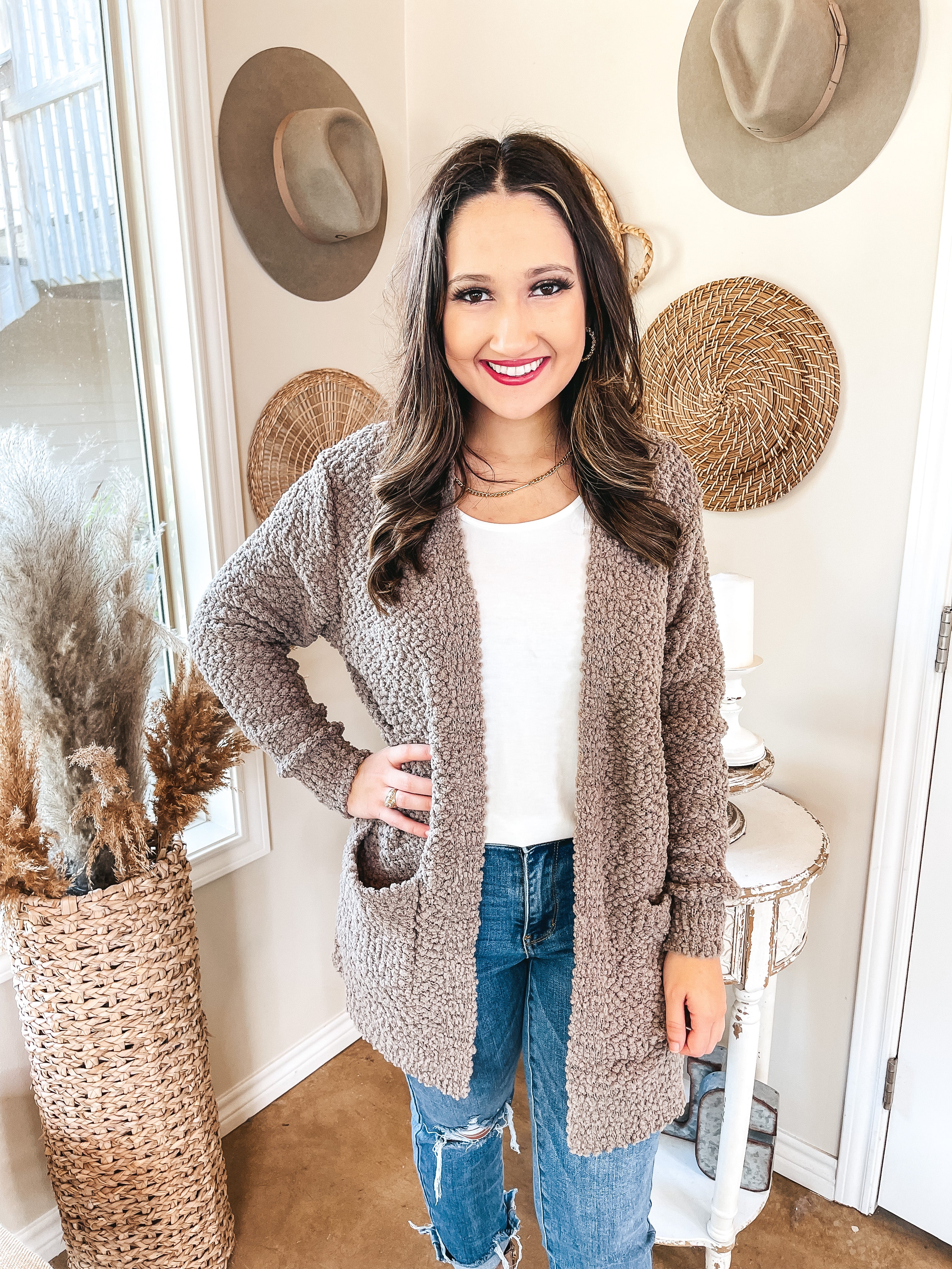 Cozy and Confident Popcorn Knit Sweater in Taupe - Giddy Up Glamour Boutique