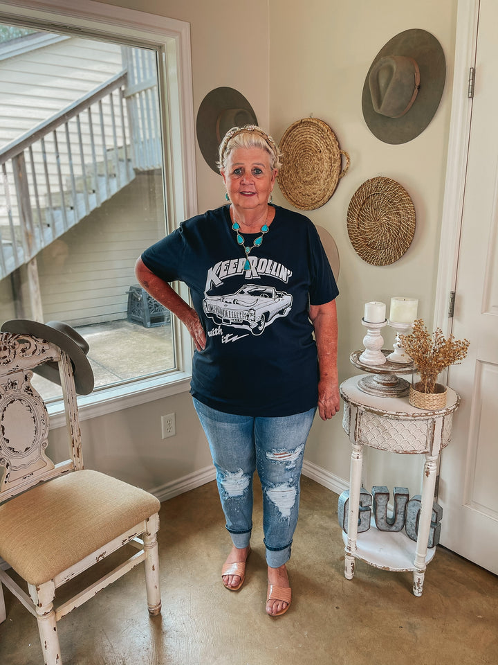 Keep Rolling With It Classic Car Graphic Tee in Black - Giddy Up Glamour Boutique