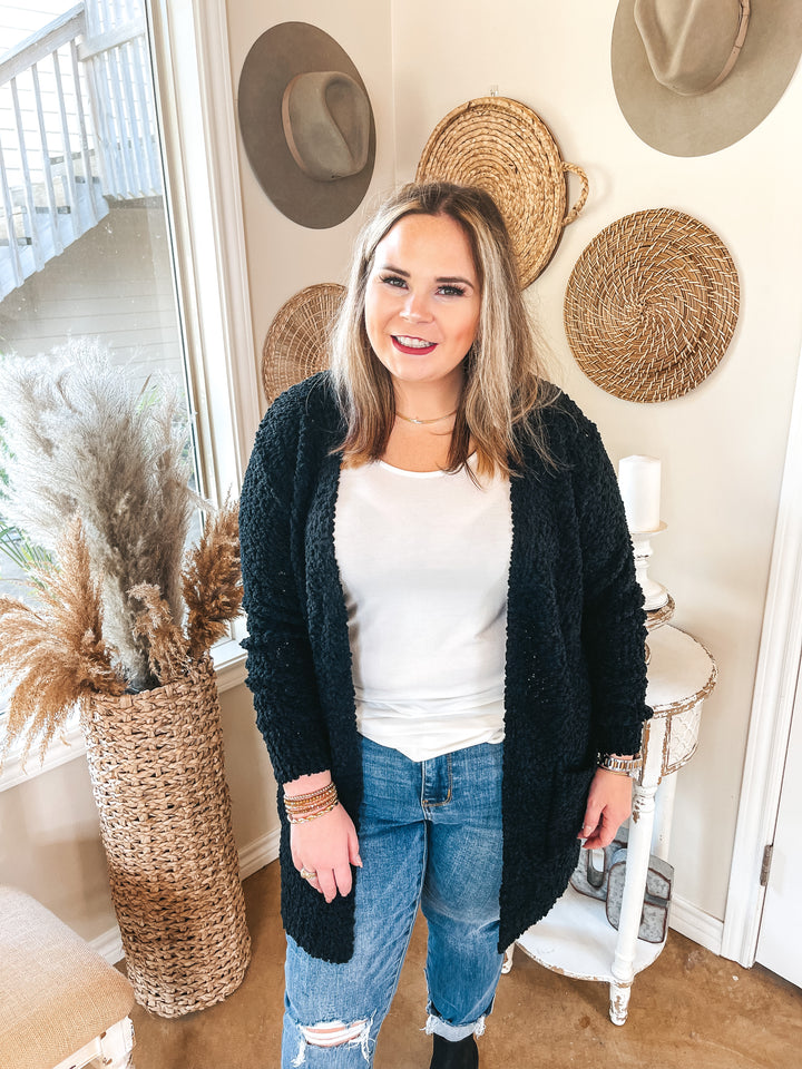 Cozy and Confident Popcorn Knit Sweater in Black - Giddy Up Glamour Boutique