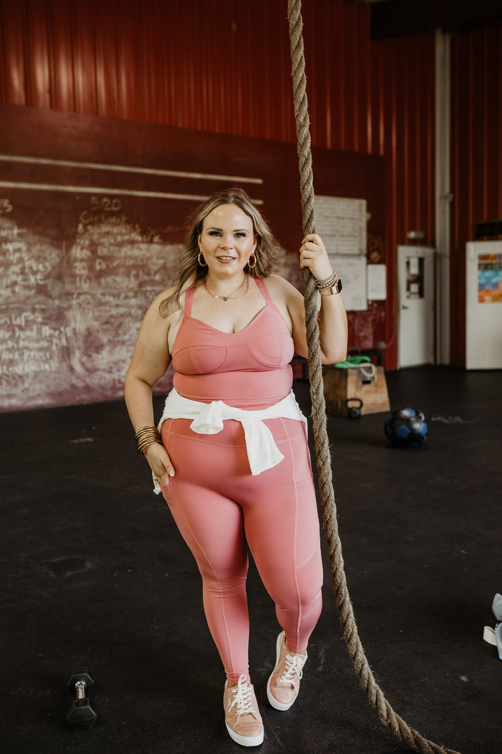 Always RXing Adjustable Strap Tank Top Sports Bra in Mauve Pink - Giddy Up Glamour Boutique