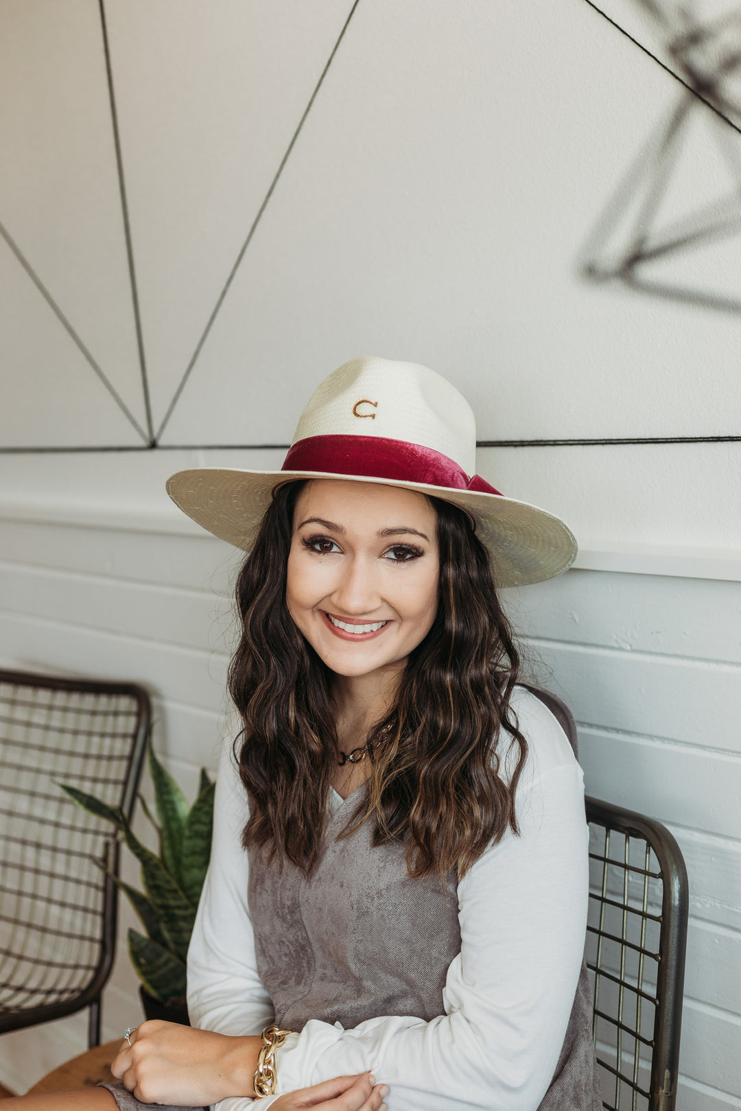Charlie 1 Horse | Truth Straw Hat with Burgundy Velvet Ribbon Band and Barbosa Cross Concho Pin - Giddy Up Glamour Boutique
