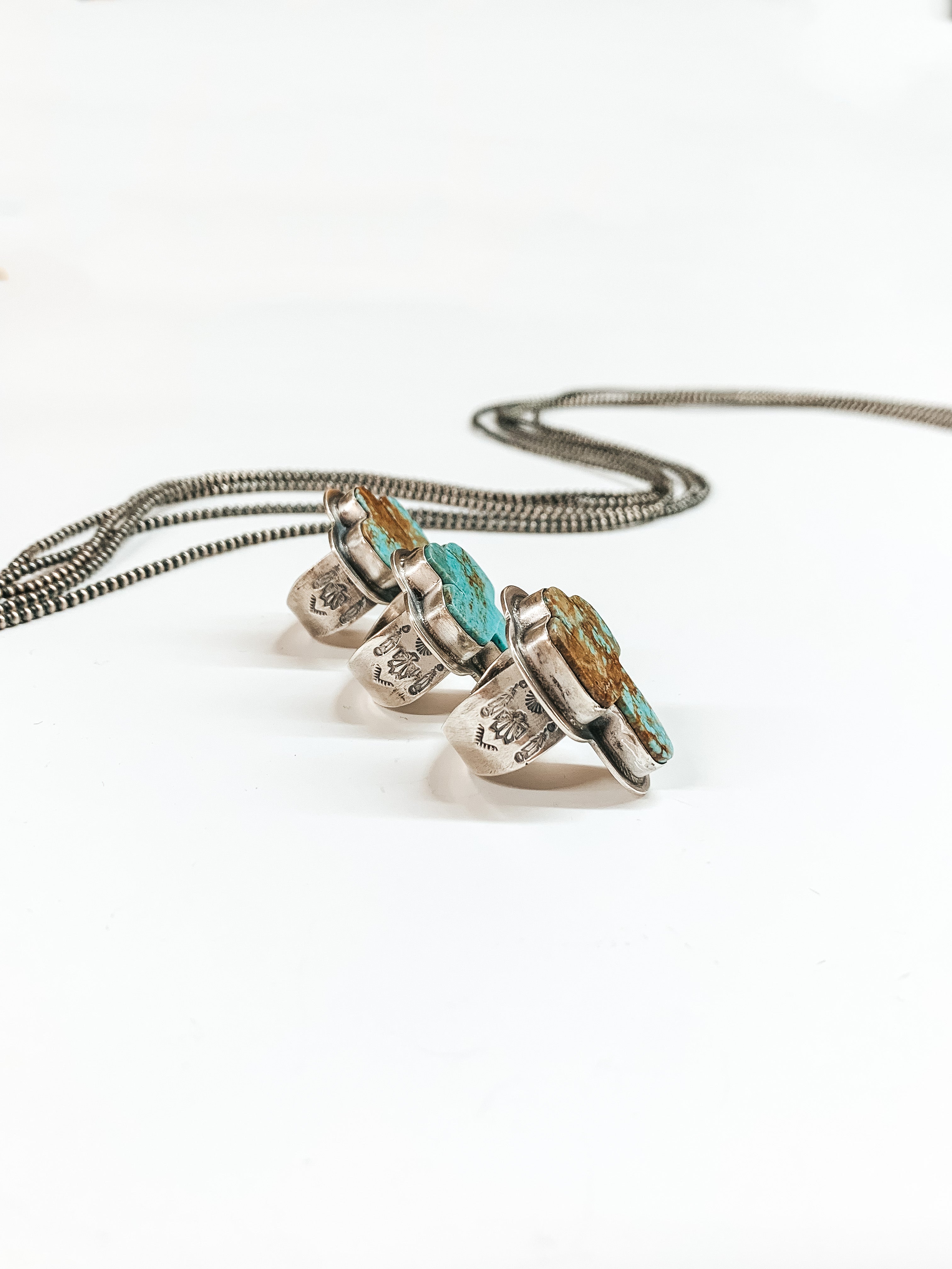 Zia | J Piaso | Navajo Handmade Sterling Silver Ring with Turquoise Cactus Shape Stone - Giddy Up Glamour Boutique