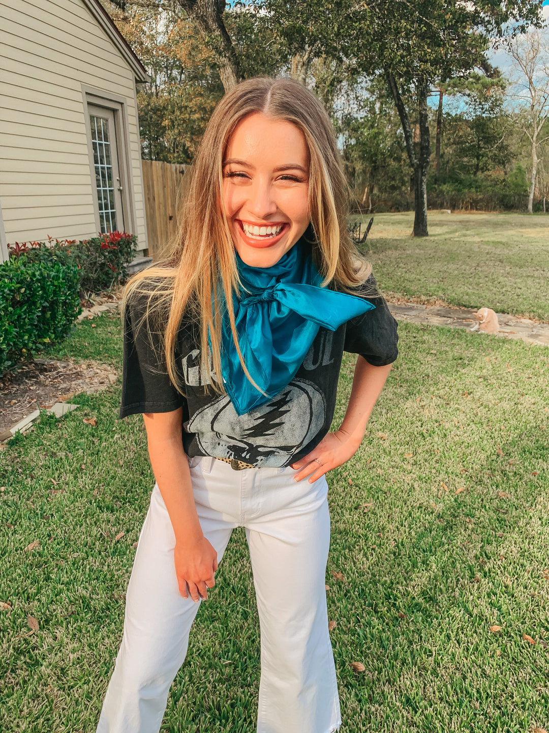 Solid Wild Rag in Aqua - Giddy Up Glamour Boutique