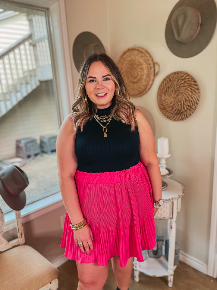 Style Stash Pleated Ruffle Mini Skirt in Hot Pink - Giddy Up Glamour Boutique