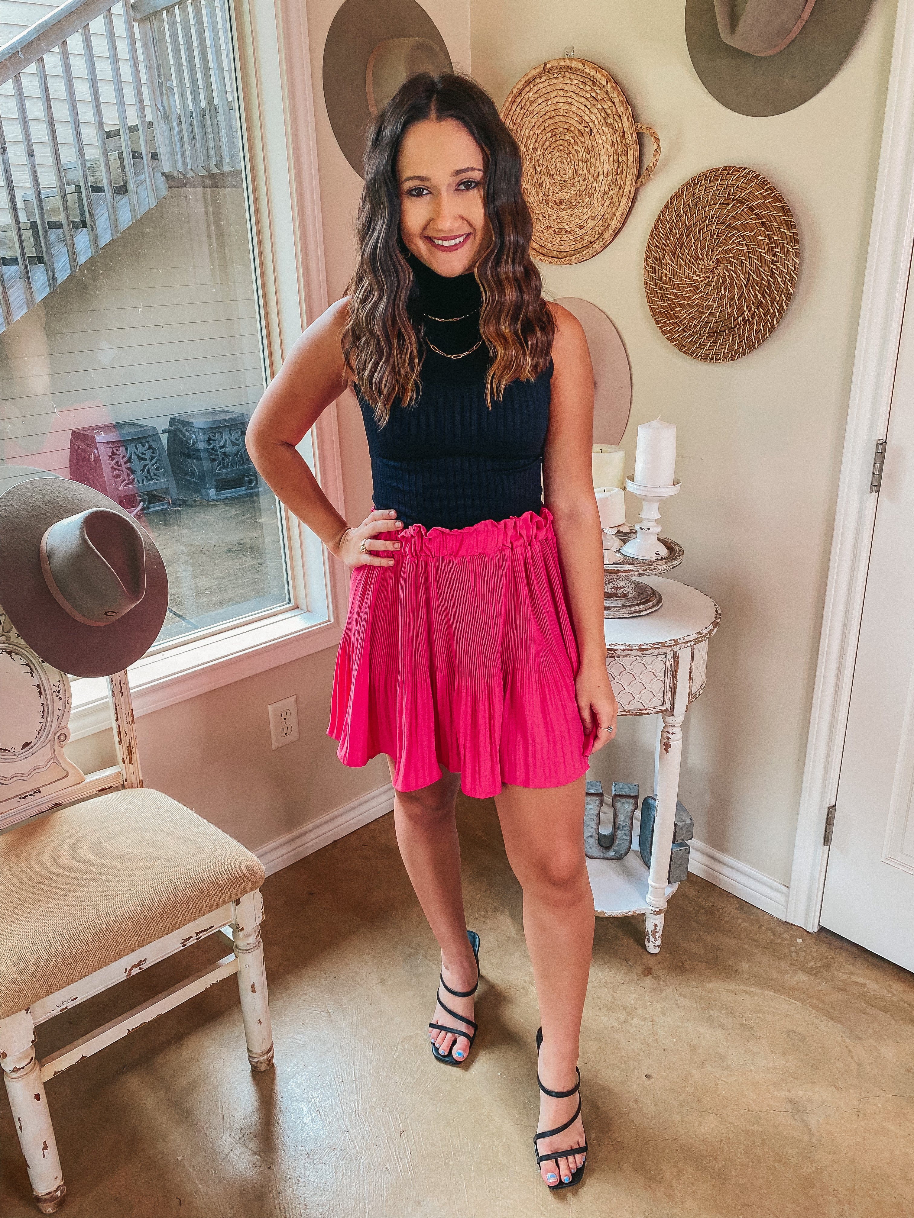 Style Stash Pleated Ruffle Mini Skirt in Hot Pink - Giddy Up Glamour Boutique