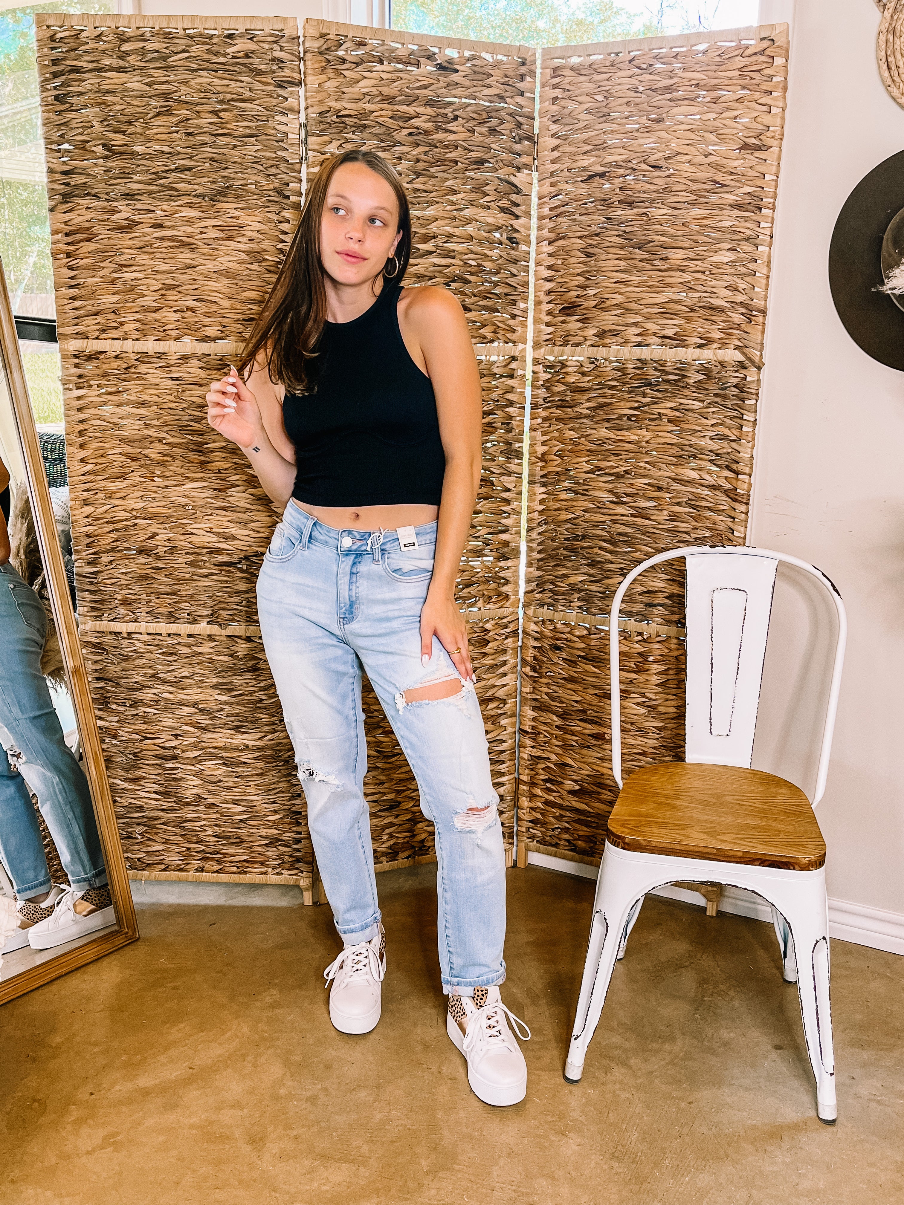 Judy Blue | Roll The Dice Distressed Boyfriend Jeans in Light Wash - Giddy Up Glamour Boutique
