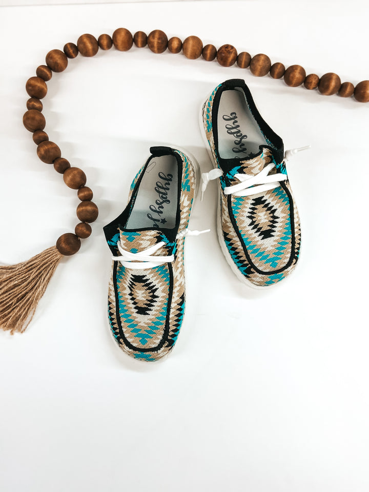 Very G | Have To Run Knit Stretch Slip On Loafers with Laces in Turquoise and Black - Giddy Up Glamour Boutique