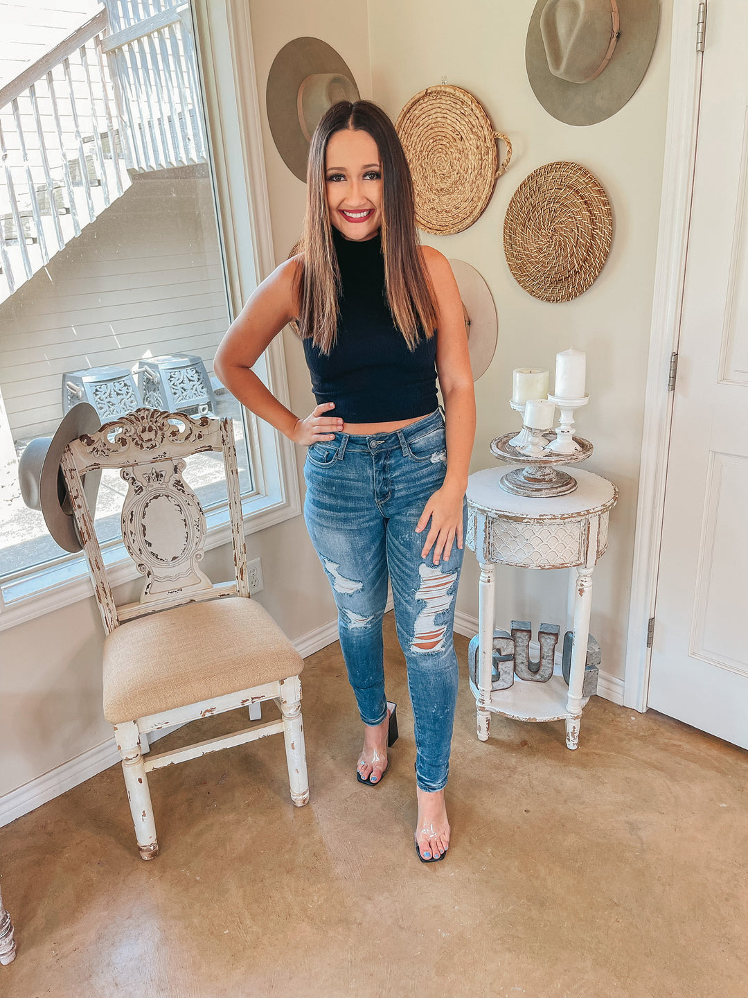 Queen of Comfort  High Neck Ribbed Sleeveless Crop Top in Black - Giddy Up Glamour Boutique