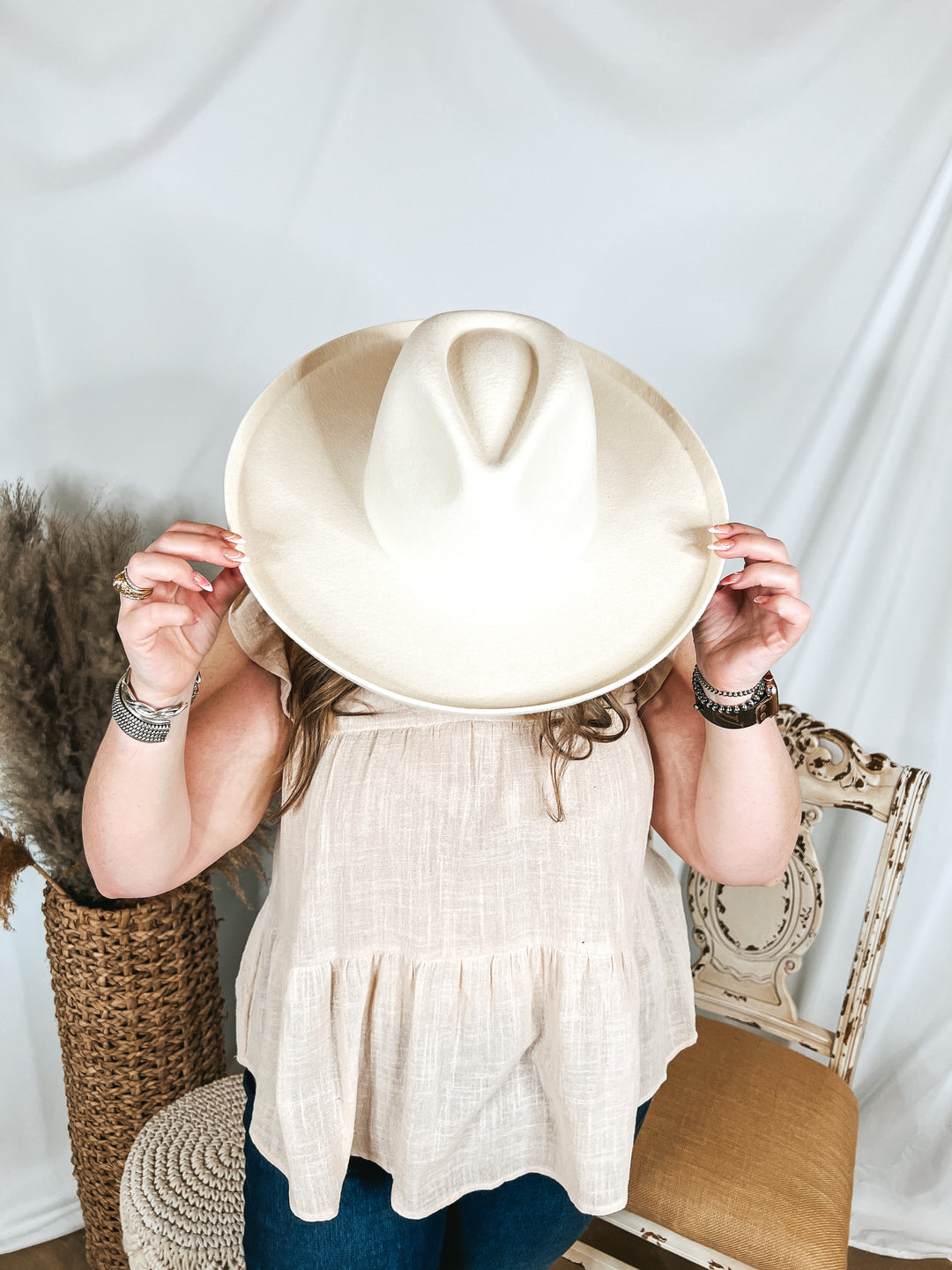 Lack of Color | Melodic Rancher Wool Felt Hat with Flicked Edge in Ivory - Giddy Up Glamour Boutique