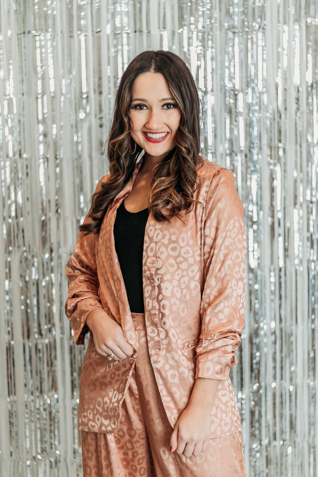 Money Moves Ruched Sleeve Leopard Blazer in Copper - Giddy Up Glamour Boutique