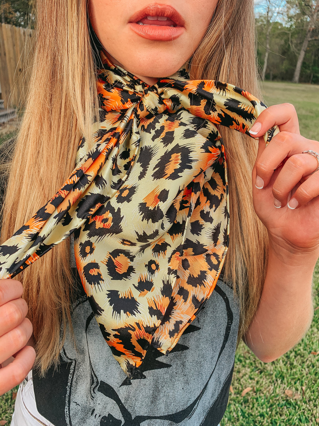 Cheetah Charmeuse Wild Rag in Gold - Giddy Up Glamour Boutique