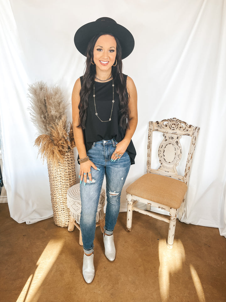 Give Me Joy Solid Knit A-Line Tank Top in Black - Giddy Up Glamour Boutique