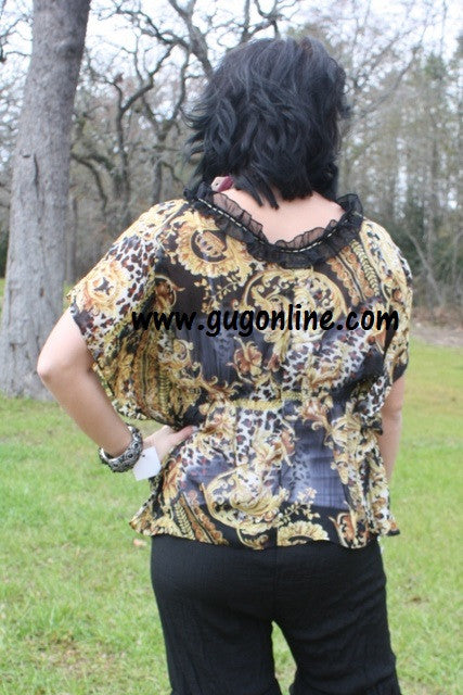 Fancy Black and Gold Blouse - Giddy Up Glamour Boutique