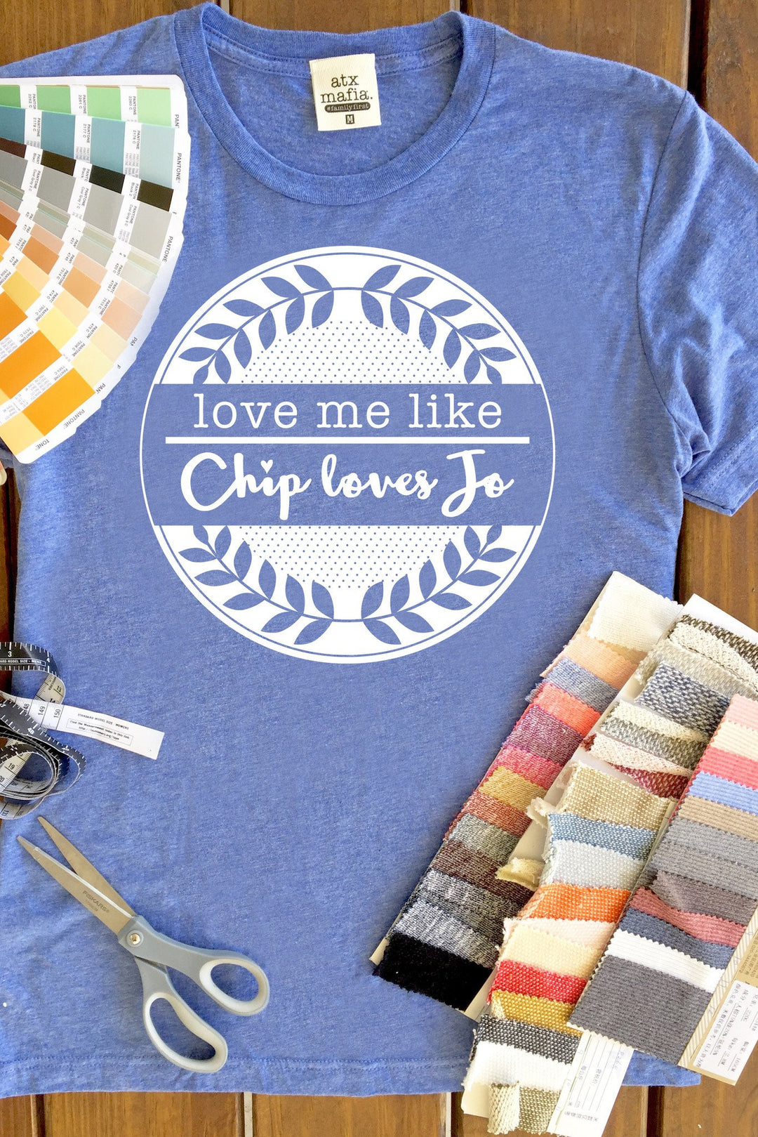 Last Chance Size Small | Love Me Like Chip Loves Jo Short Sleeve Tee Shirt in Blue - Giddy Up Glamour Boutique