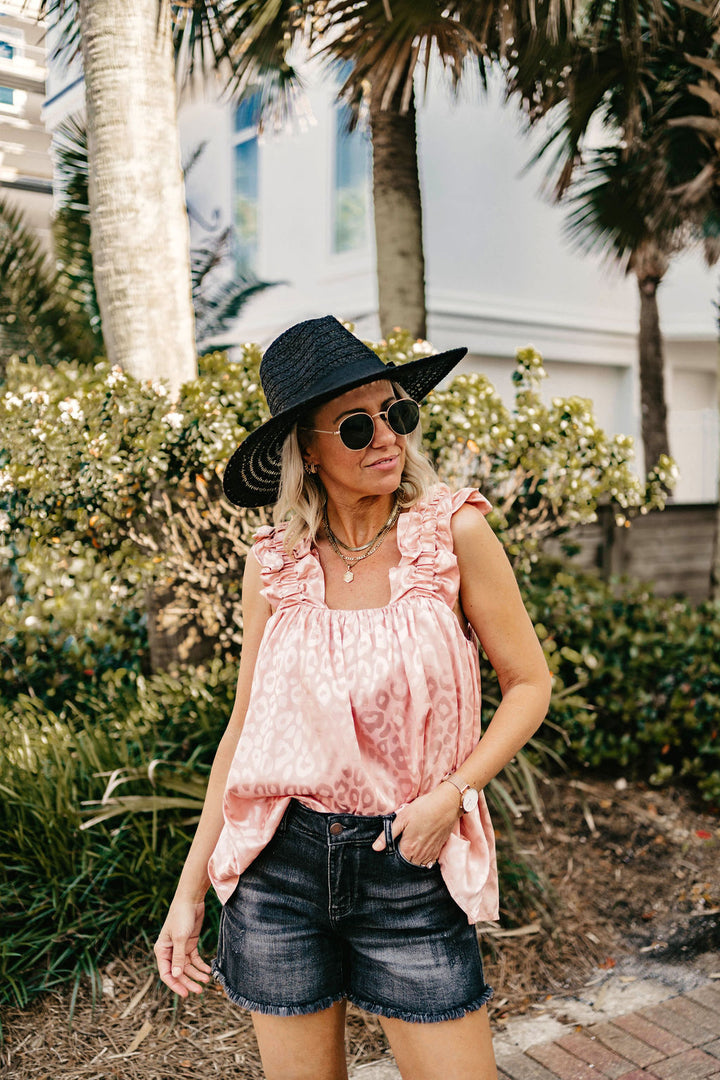 Throwing Shade Wide Brim Hat with Black Band in Black - Giddy Up Glamour Boutique