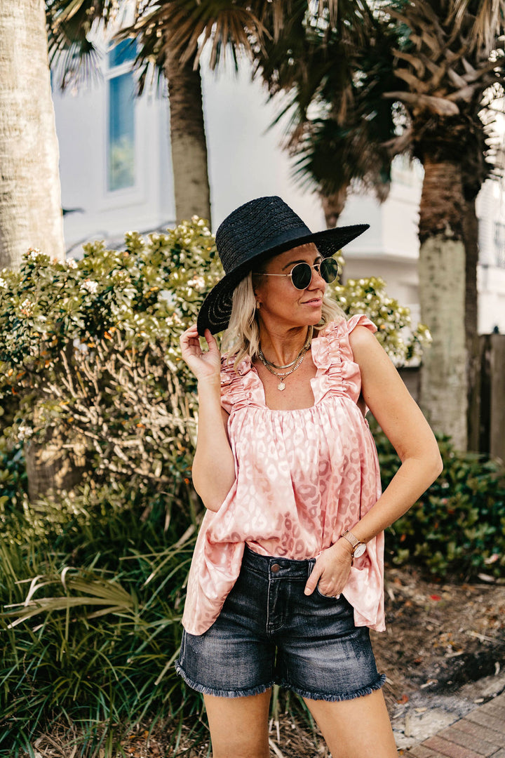 Throwing Shade Wide Brim Hat with Black Band in Black - Giddy Up Glamour Boutique