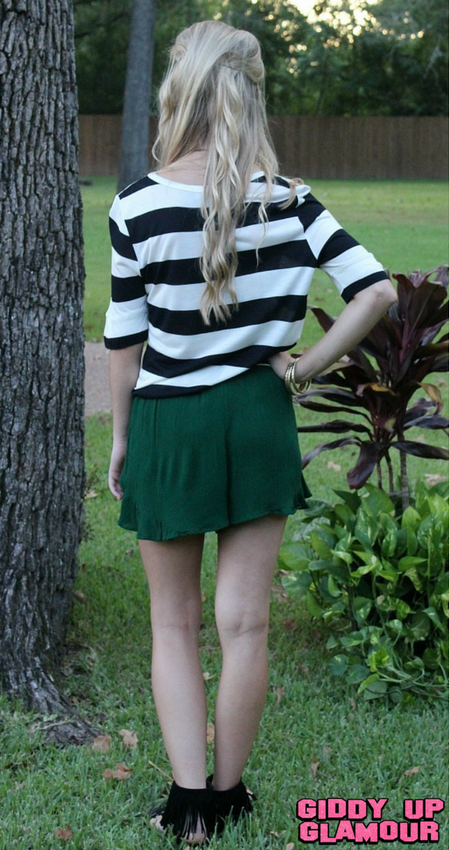 Last Chance Size Small & Medium | Stripe A Pose Baylor Game Day Top - Giddy Up Glamour Boutique