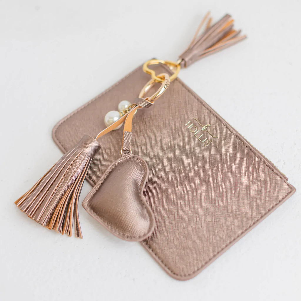 Hollis | Keychain Coin Pouch in Metallic Mocha - Giddy Up Glamour Boutique