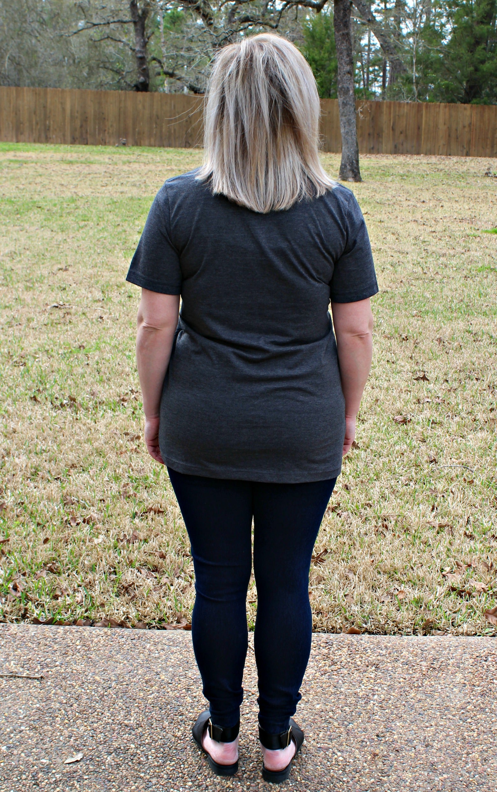 Hello Spring Camper Short Sleeve Tee Shirt in Charcoal Grey - Giddy Up Glamour Boutique