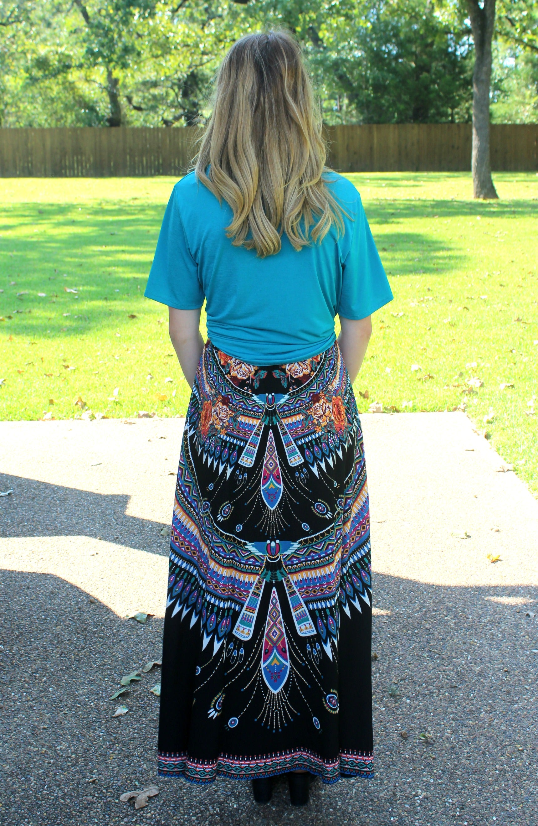Unique Vibes Floral & Aztec Print Maxi Skirt in Black - Giddy Up Glamour Boutique