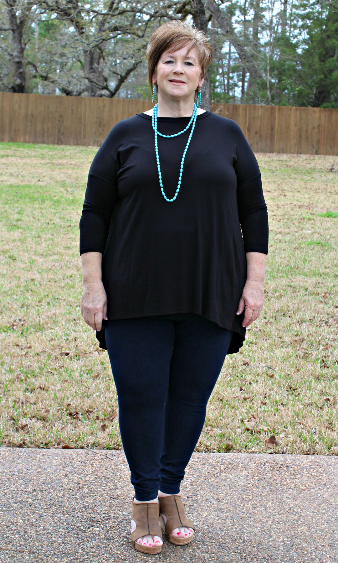 Last Chance Size Small | Casual Love Tunic Top with Criss Cross Back Detail in Black - Giddy Up Glamour Boutique