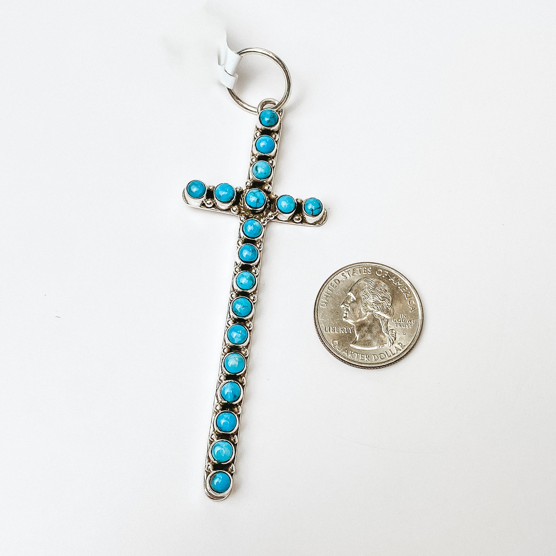 HaDa Collection | Sterling Silver and Kingman Turquoise Large Cross Pendant - Giddy Up Glamour Boutique