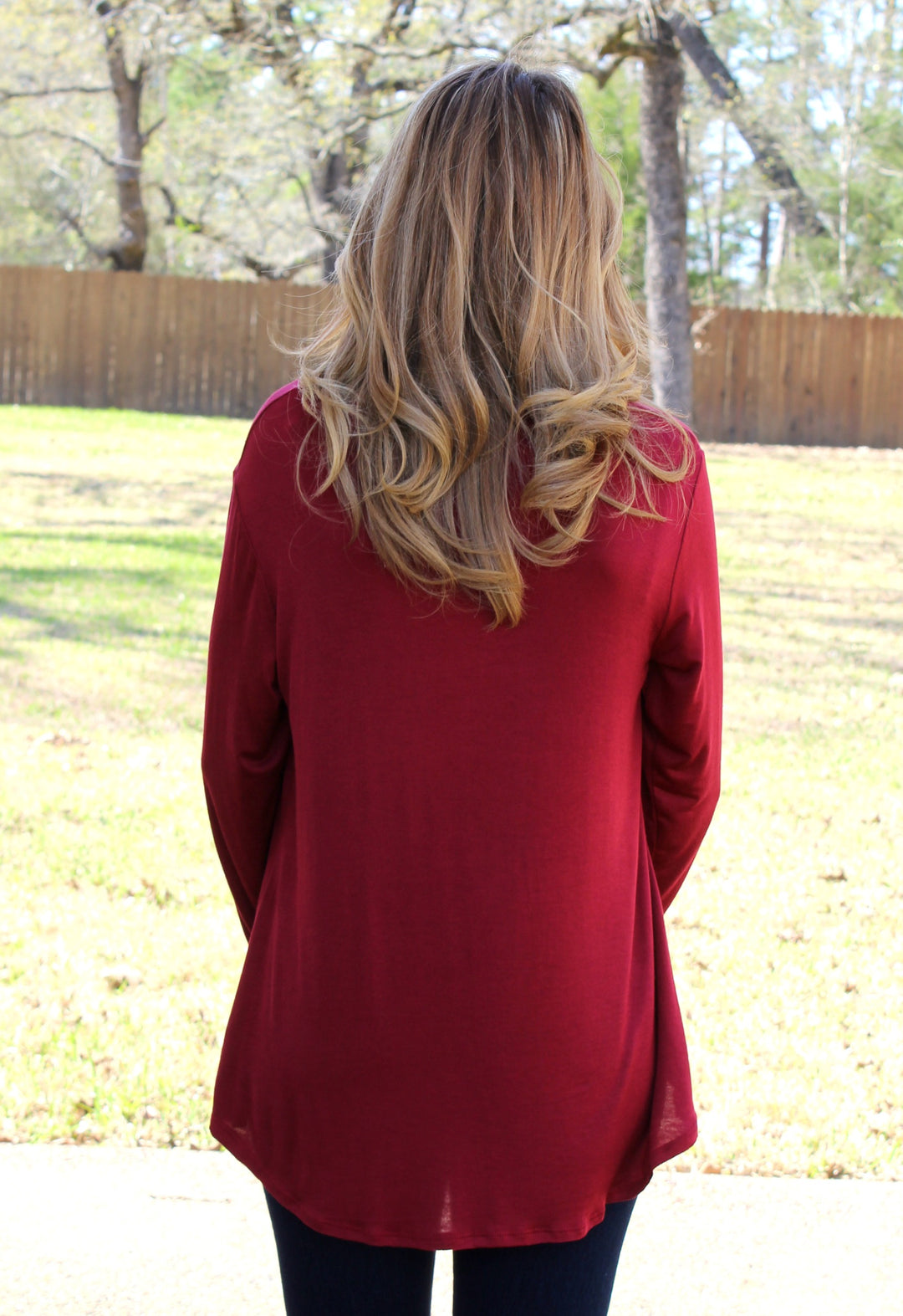 Ever So Casual Long Sleeve Top in Maroon - Giddy Up Glamour Boutique