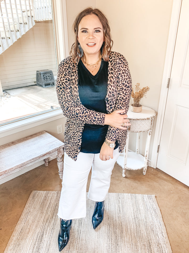 Coffee Dates Button Up Sweater Cardigan in Leopard - Giddy Up Glamour Boutique