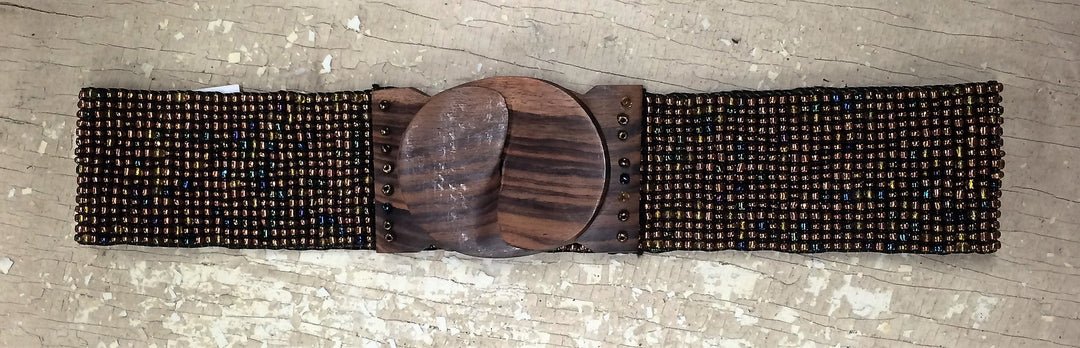 Stretchy Bronze Multi Colored Beaded Belt - Giddy Up Glamour Boutique