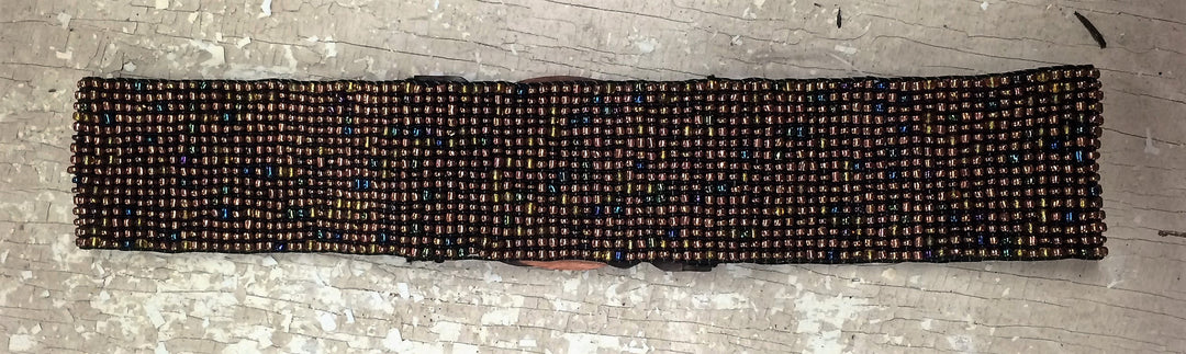 Stretchy Bronze Multi Colored Beaded Belt - Giddy Up Glamour Boutique