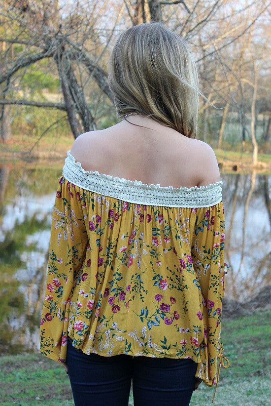 Last chance Size Large | Catch Me Up Floral Off Shoulder Top in Floral - Giddy Up Glamour Boutique