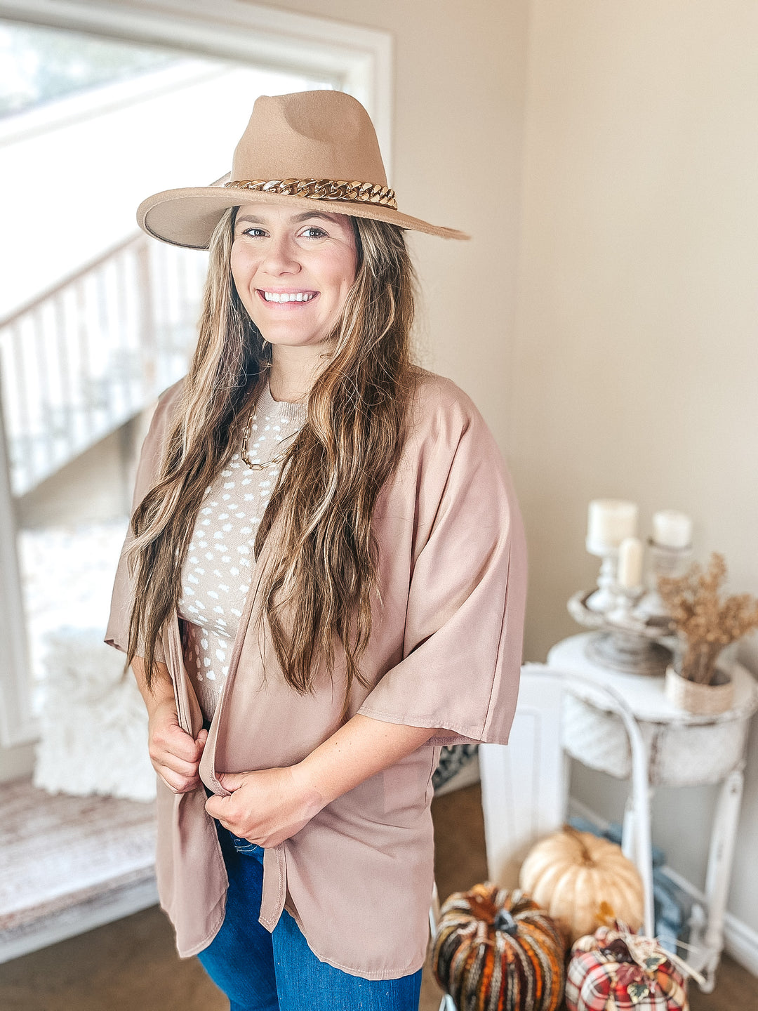 Like a Melody Solid Sheer Kimono in Mocha - Giddy Up Glamour Boutique