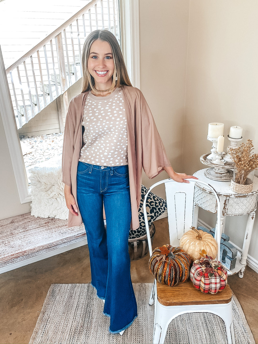 Like a Melody Solid Sheer Kimono in Mocha - Giddy Up Glamour Boutique