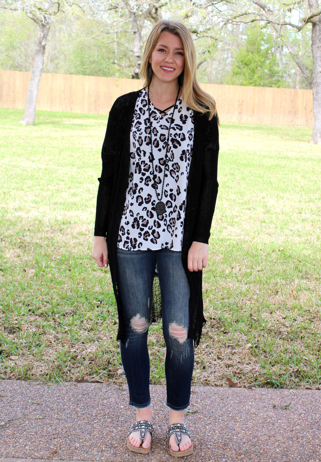 Haute Tempered Distressed Knit Cardigan in Black - Giddy Up Glamour Boutique