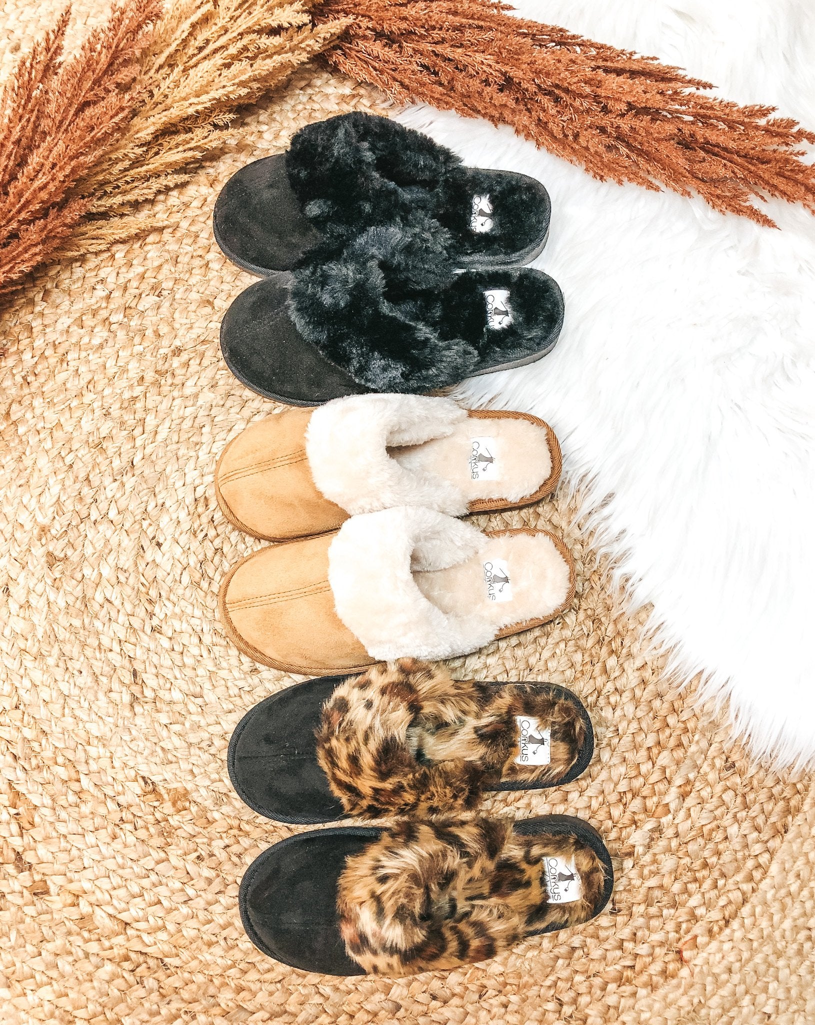 Corky's | Snooze Slide On Slippers with Furry Lining in Chestnut