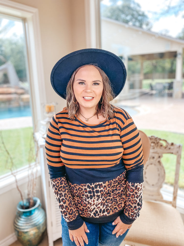 In Your Future Long Sleeve Print Block Top in Rust Red - Giddy Up Glamour Boutique