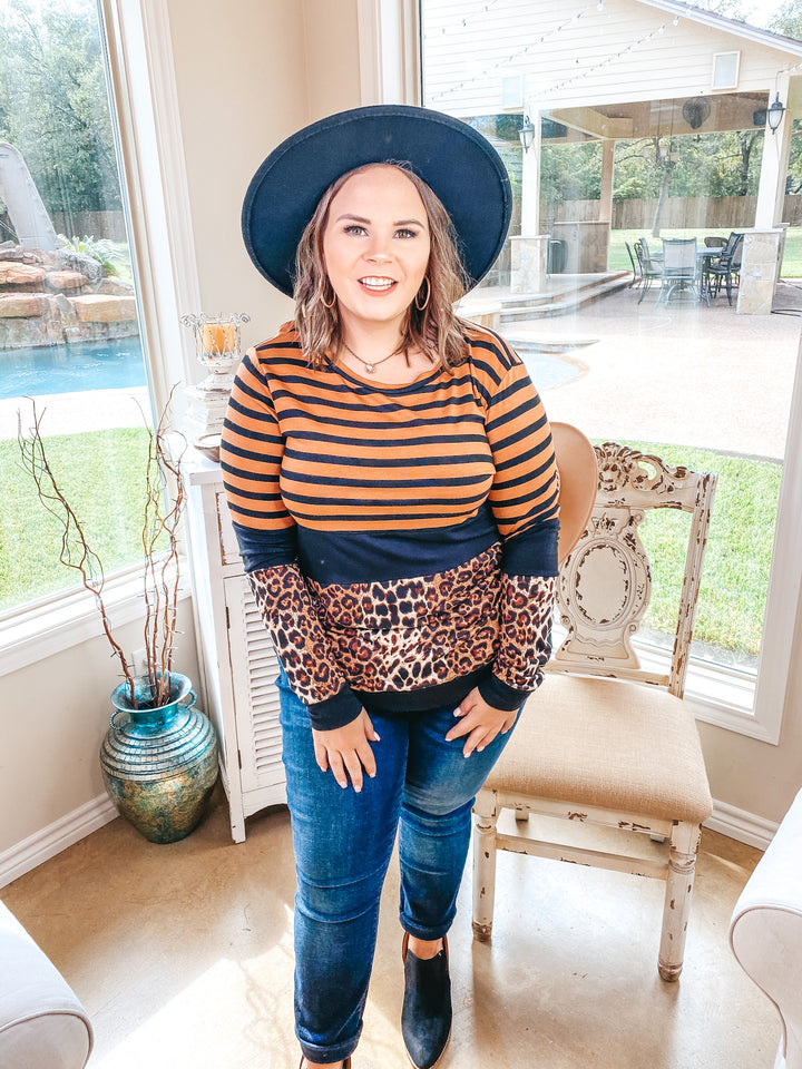 In Your Future Long Sleeve Print Block Top in Rust Red - Giddy Up Glamour Boutique