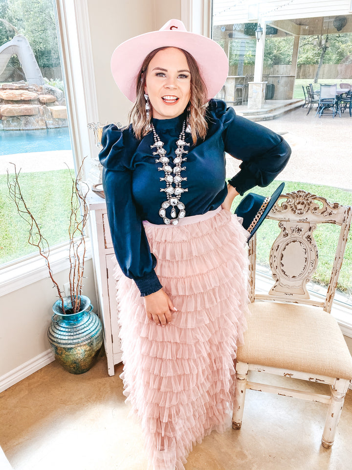 Warm Wishes Ruffle Tulle Maxi Skirt in Blush Pink - Giddy Up Glamour Boutique