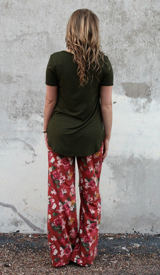 Last Chance Size Small | Sweet Dreams Lounge Pants in Rust Floral