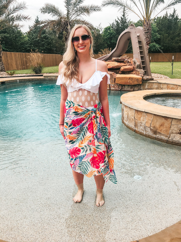 Wrapped Around You Tropical Floral Sarong in Pink - Giddy Up Glamour Boutique