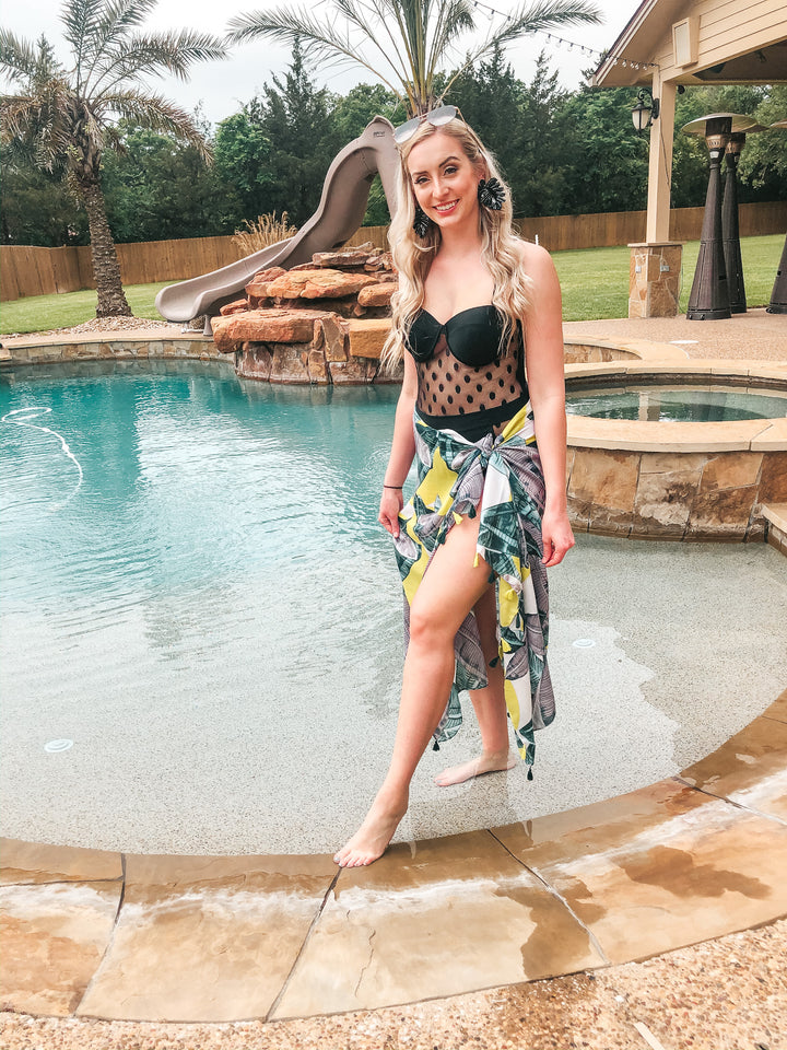 Wrapped Around You Palm Leaf Sarong With Tassels in Green and Grey - Giddy Up Glamour Boutique