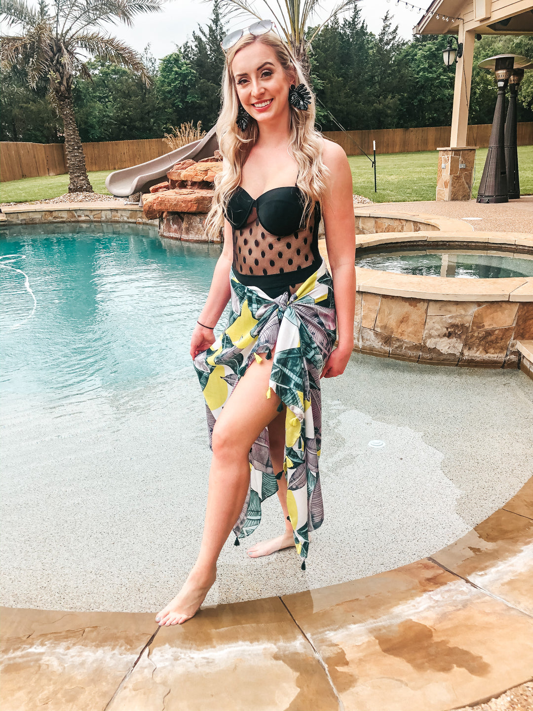 Wrapped Around You Palm Leaf Sarong With Tassels in Green and Grey - Giddy Up Glamour Boutique